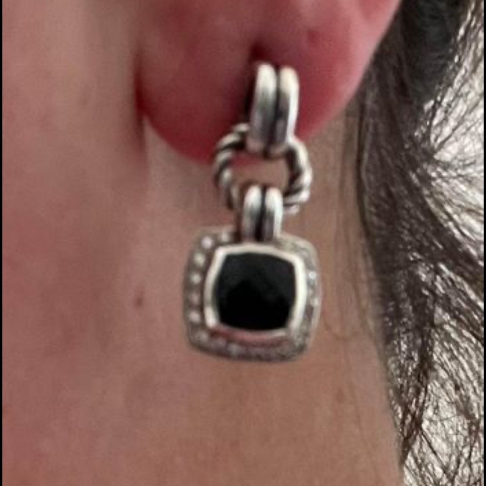 Davis Yurman drop earrings black onyx with pavé diamonds